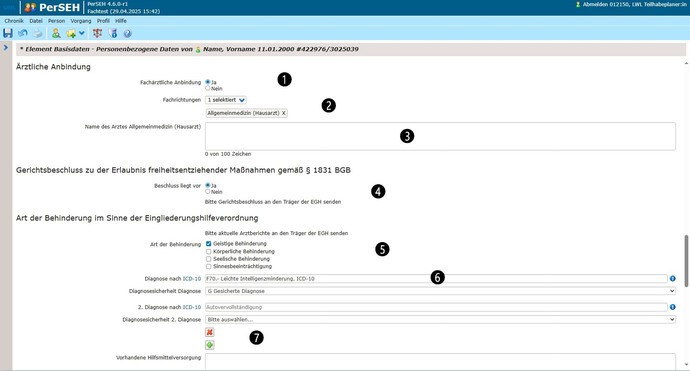 Screenshot Seite Personenbezogene Daten