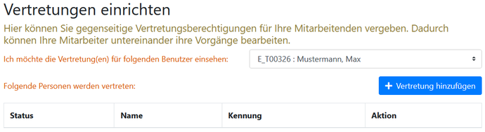 Vertretung einrichten