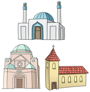 Drei verschiedene Gotteshäuser