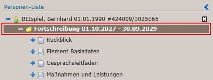 Screenshot PerSEH Vorgangsebene im Modulmenü