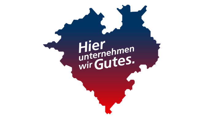 Westfalenherz mit Schrift: Hier unternehmen wir Gutes.