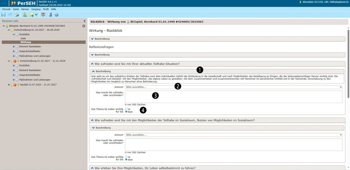 Screenshot PerSEH Reflexionsfragen ausgeklappt