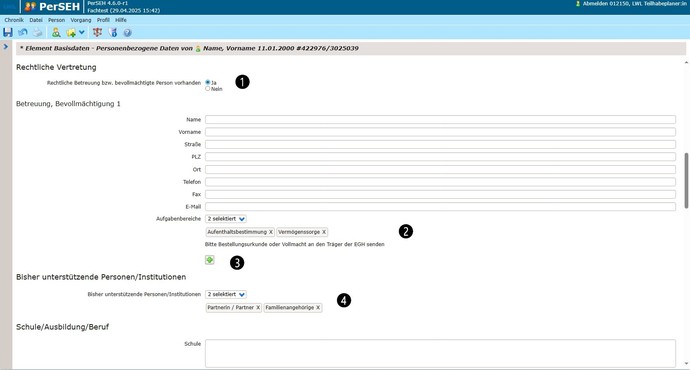Screenshot Seite Personenbezogene Daten