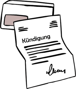 Brief, auf dem Kündigung steht.