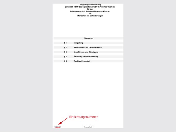 Deckblatt Mustervergütungsvereinbarung zwischen dem LWL und dem Leistungserbringer