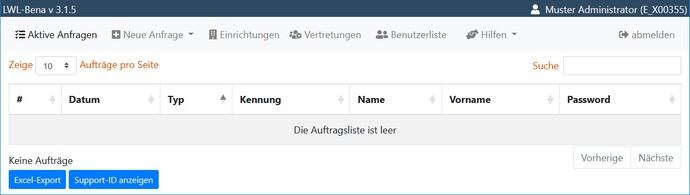 Startseite LWL-Bena / Aktive Anfragen