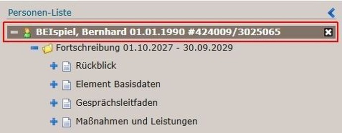 Screenshot PerSEH Personenebene im Modulmenü