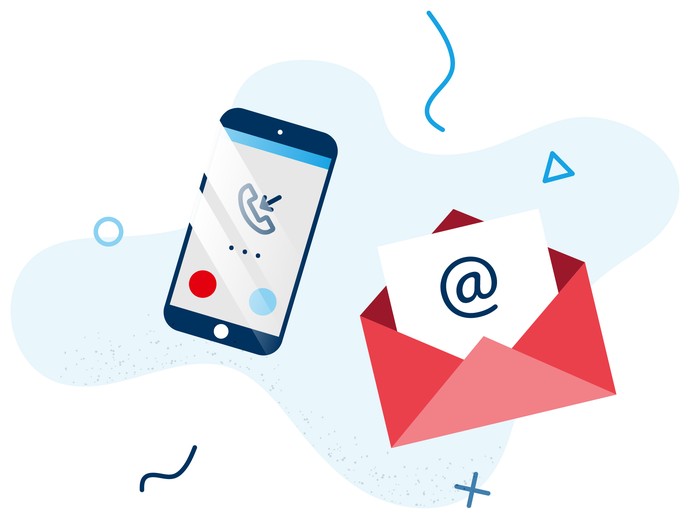 Illustration von einem Smartphone und einer E-Mail