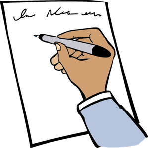 Eine Hand schreibt einen Brief.