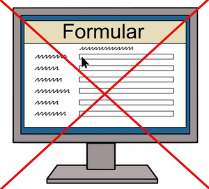 Ein Formular im Internet ist durchgestrichen