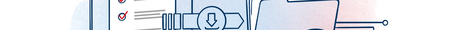 Illustration von einem Computer und einer digitalen Akte