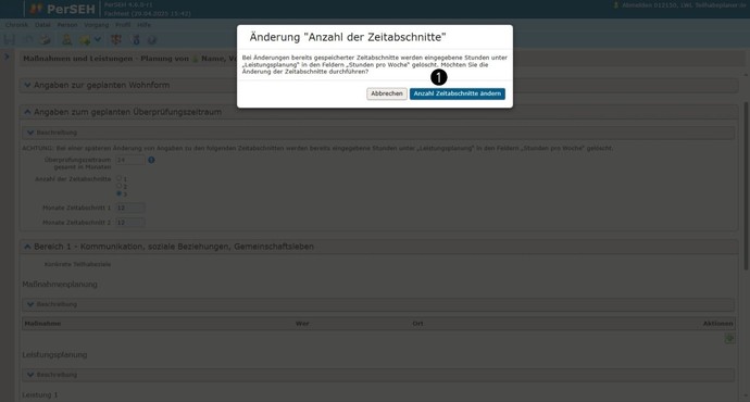 Screenshot Seite Planung