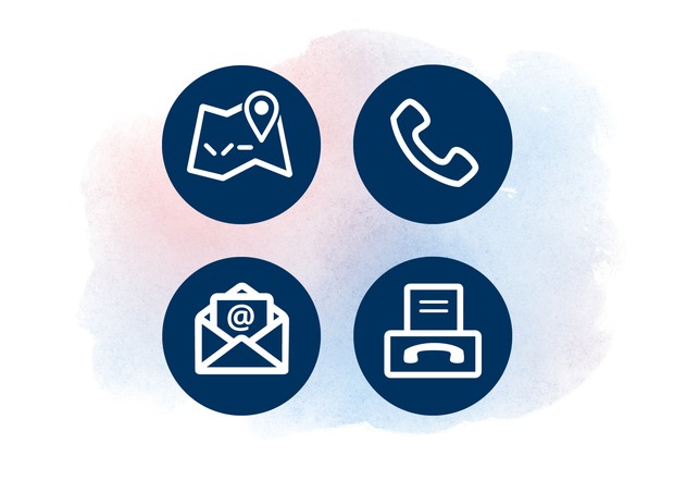 Piktogramm Adresse, Piktogramm Telefon, Piktogramm E-Mail, Piktogramm Fax